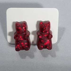 Gummy bear shaped mini pierced earrings
